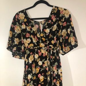 Faux wrap dress in floral print